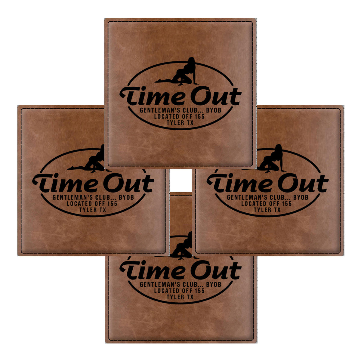 Time Out Gentleman's Club Can Leatherette Coaster (Set of 4)