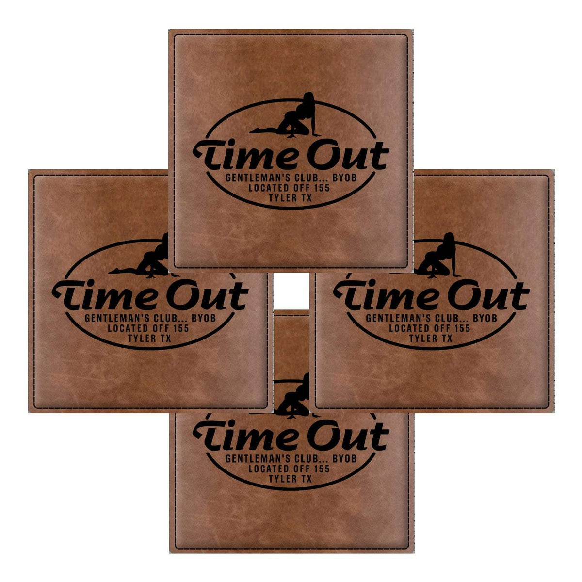 Time Out Gentleman's Club Can Leatherette Coaster (Set of 4)