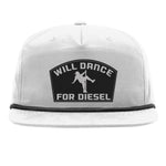 Will Dance For Diesel Flat Bill Rope - White