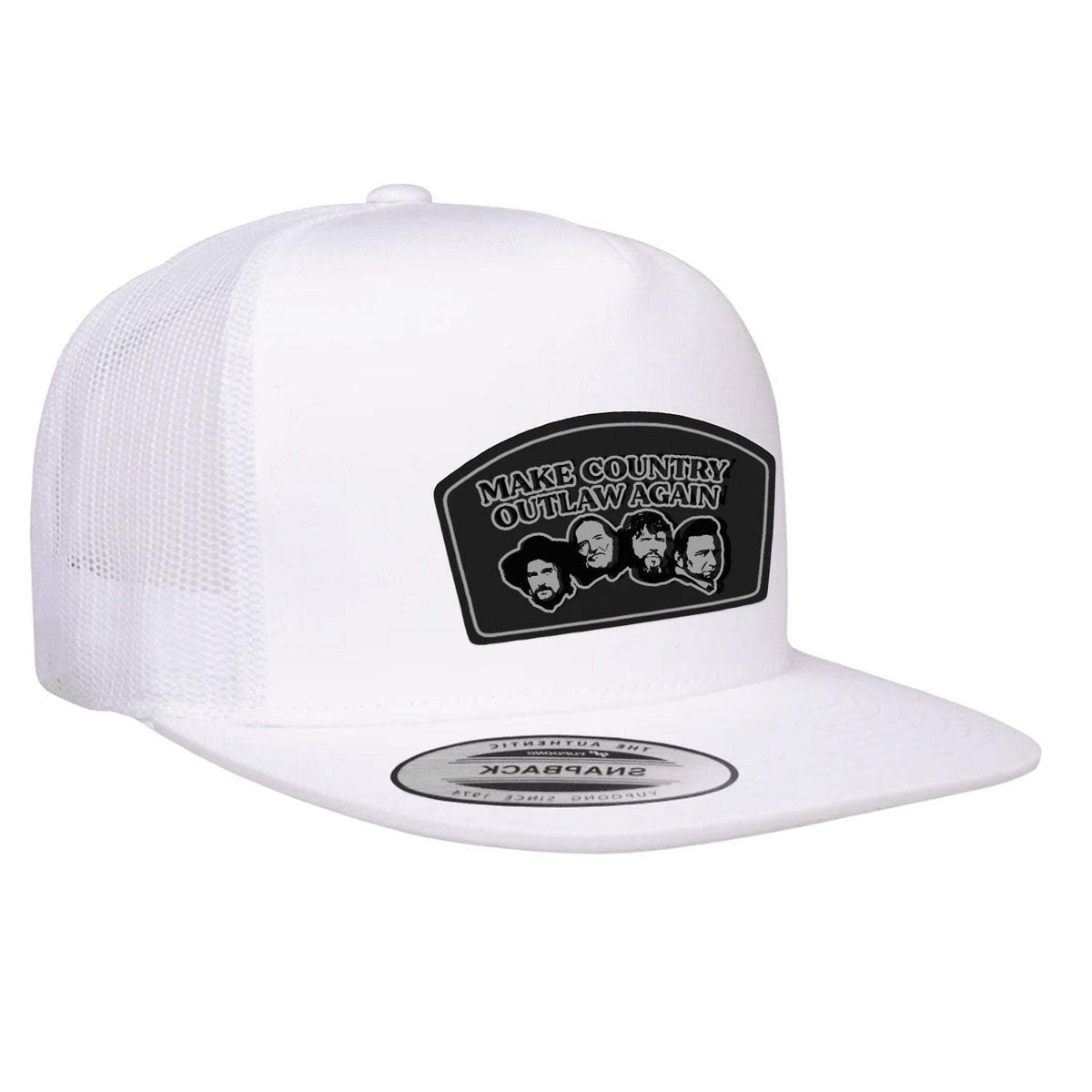 Make Country Outlaw Again Flat Bill Trucker Hat - White