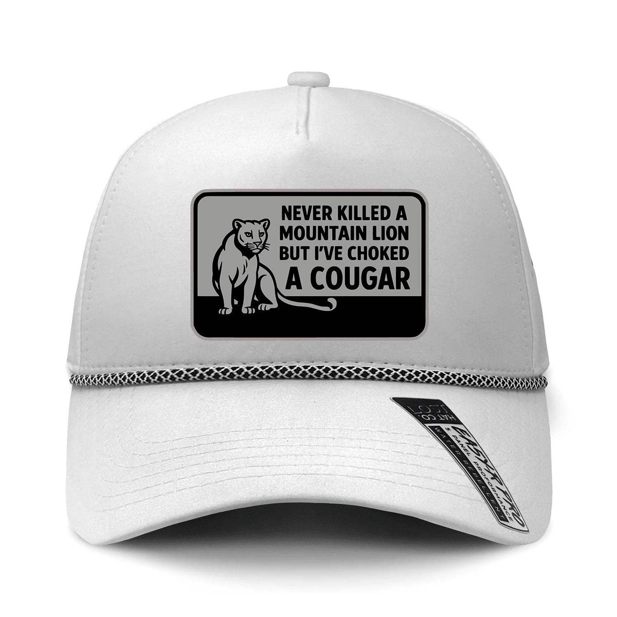 Choked A Cougar Performance Leather Patch Hat - White