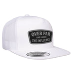 Over Par And Under The Influence Flat Bill Leather Patch Hat