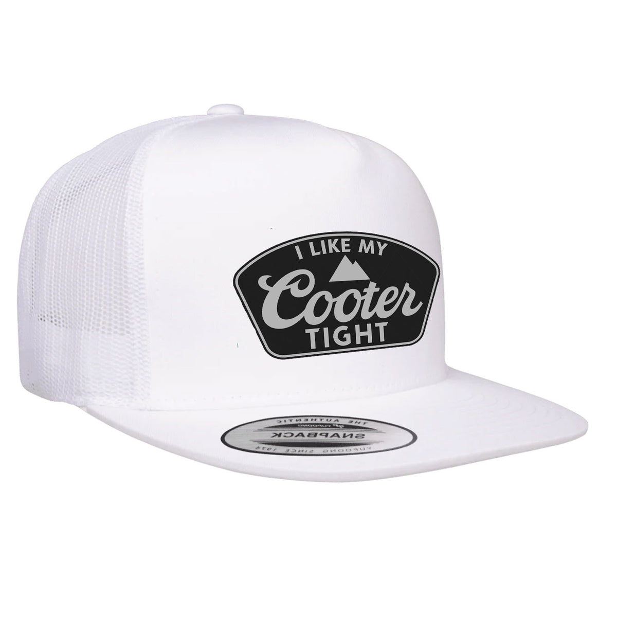 I Like My Cooter Tight Flat Bill Leather Patch Hat