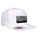 Choked A Cougar Flat Bill Leather Patch Hat - White