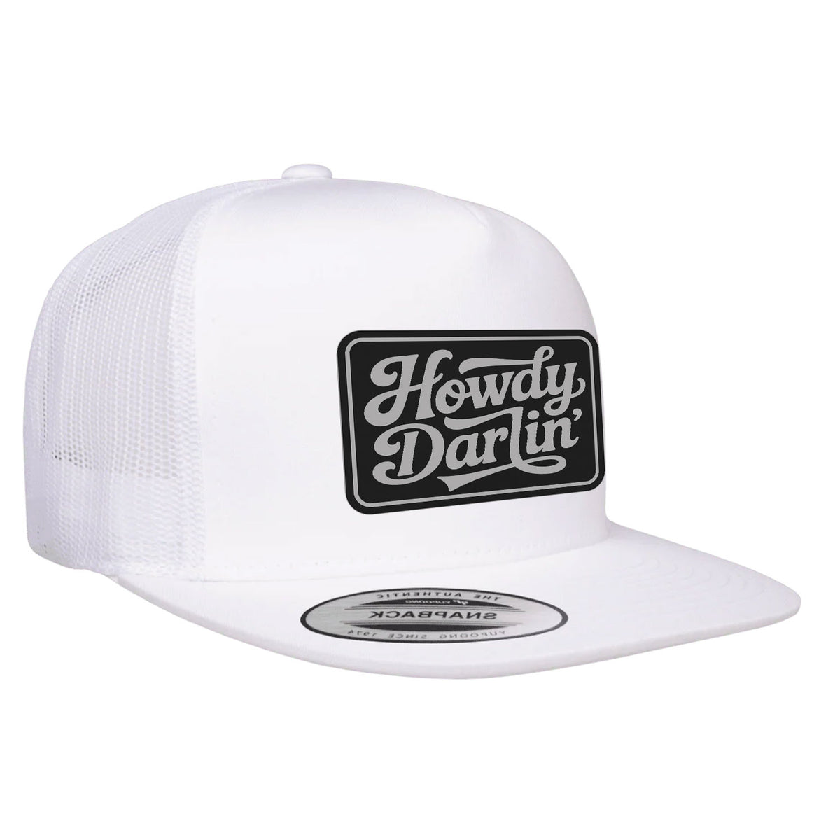 Howdy Darlin Flat Bill Leather Patch Hat