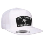 Will Dance For Diesel Flat Bill Hat - White