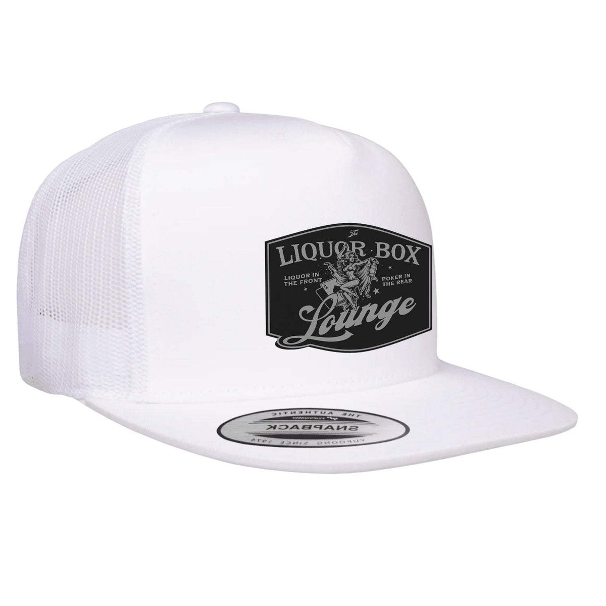 The Liquor Box Lounge Flat Bill Hat - White