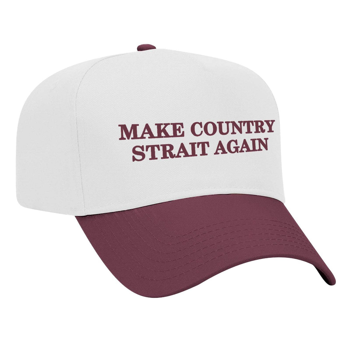 Make Country Strait Again Embroidered Mid-Profile Hat - White / Maroon