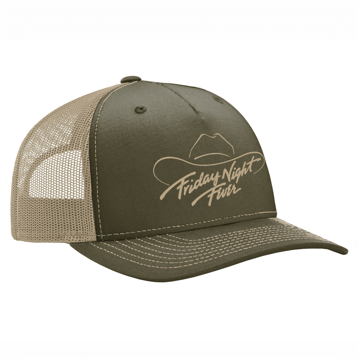 Friday Night Fever 112 Trucker Hat - Army / Olive / Tan