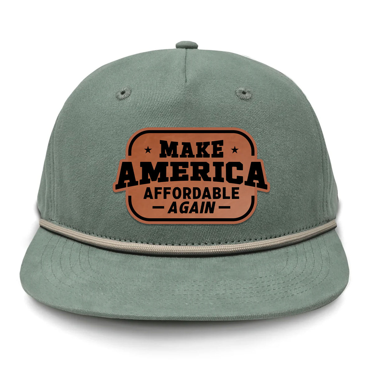 Make America Affordable Again Flat Bill Rope Leather Patch Hat - Barnacle