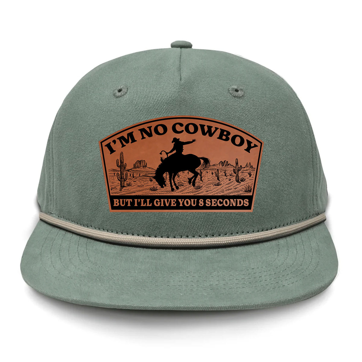 I'm NoCowboy Flat Bill Rope Leather Patch Hat
