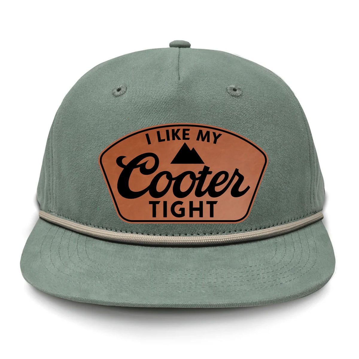 I Like My Cooter Tight Flat Bill Rope Leather Patch Hat