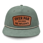 Over Par And Under The Influence Flat Bill Rope Leather Patch Hat