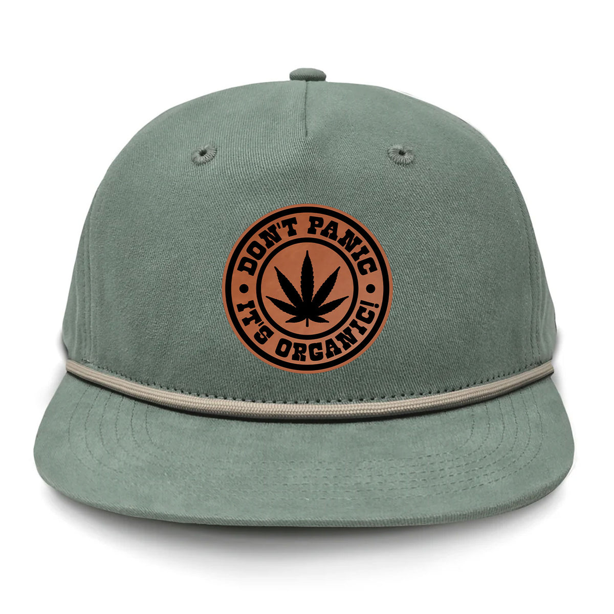 Don't Panic It's Organic Flat Bill Rope Leather Patch Hat