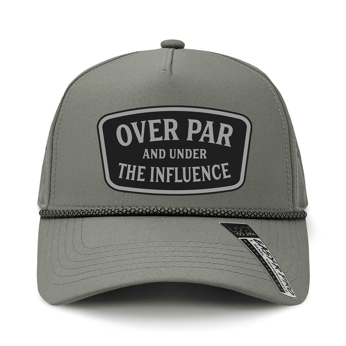 Over Par And Under The Influence Performance Leather Patch Hat