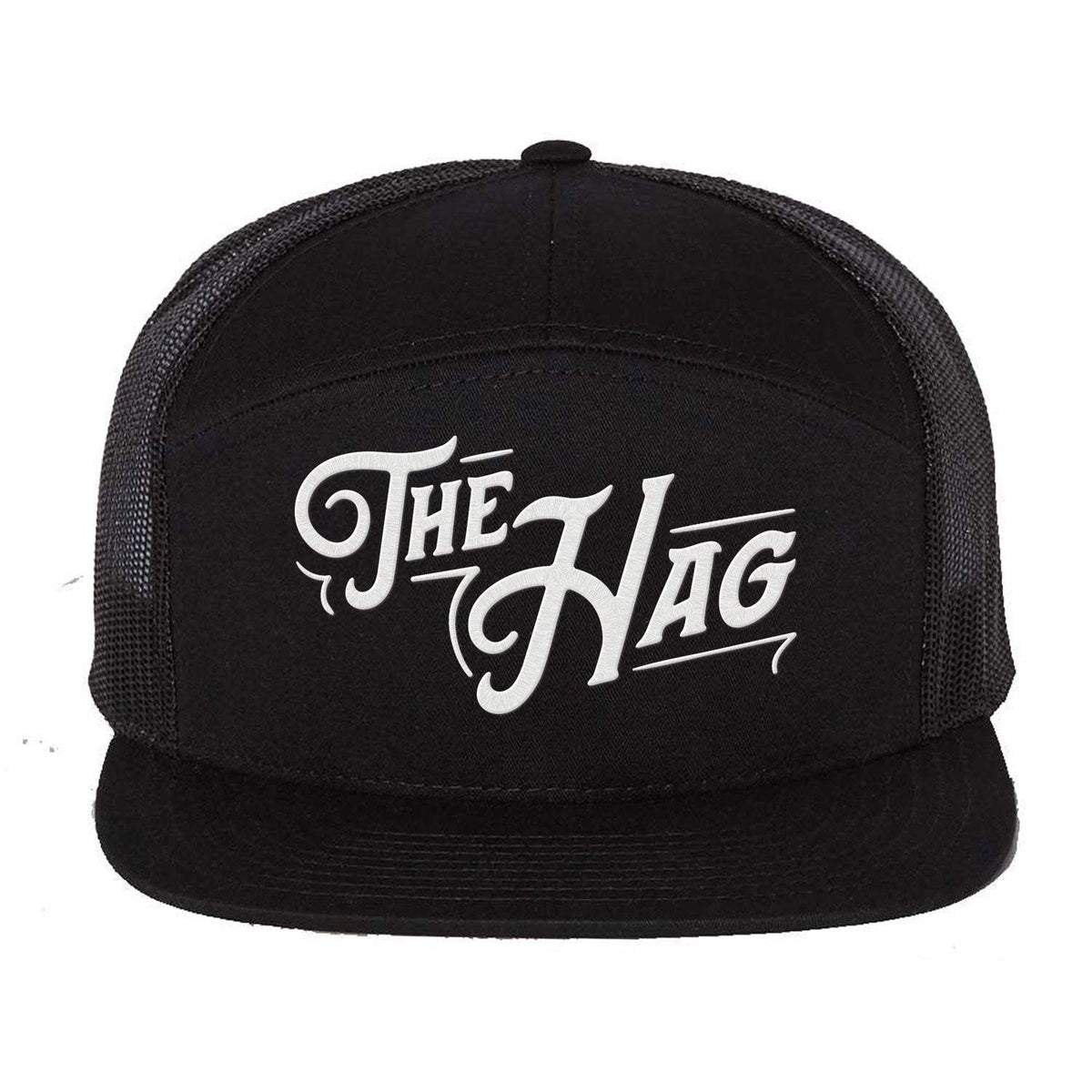 The Hag 7 Panel Embroidered Hat - Black