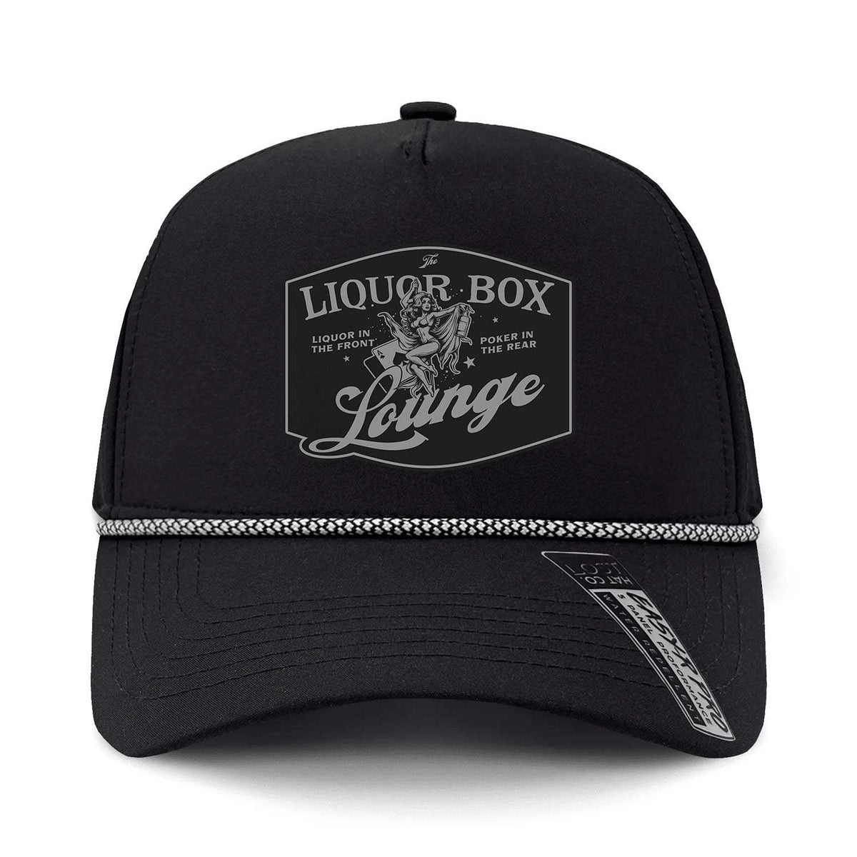 The Liquor Box Lounge Performance Leather Patch Hat - Black