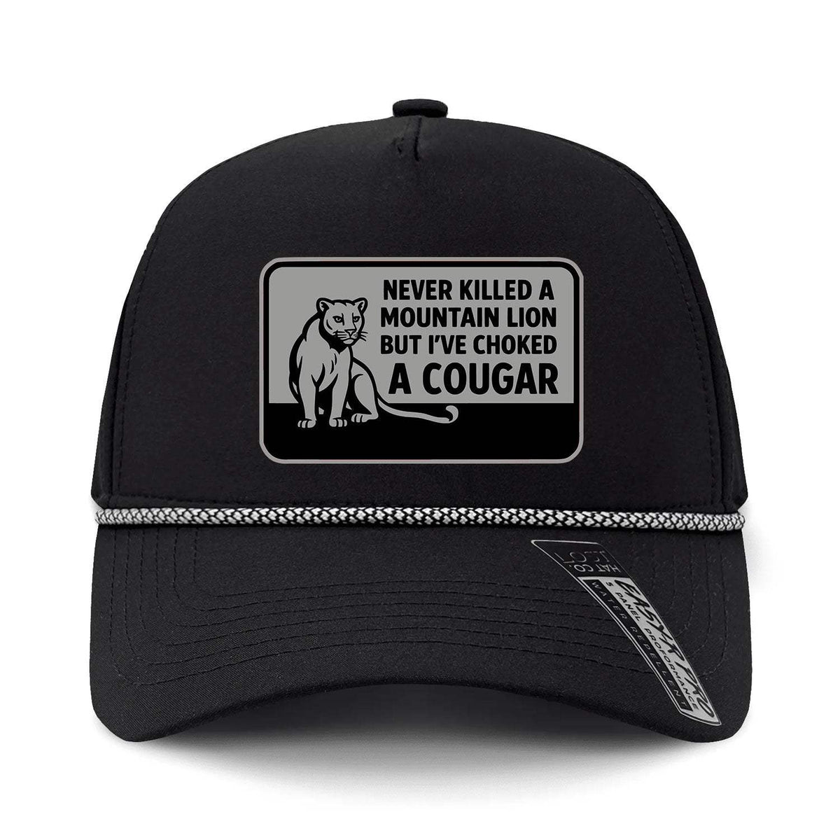 Choked A Cougar Performance Leather Patch Hat - Black