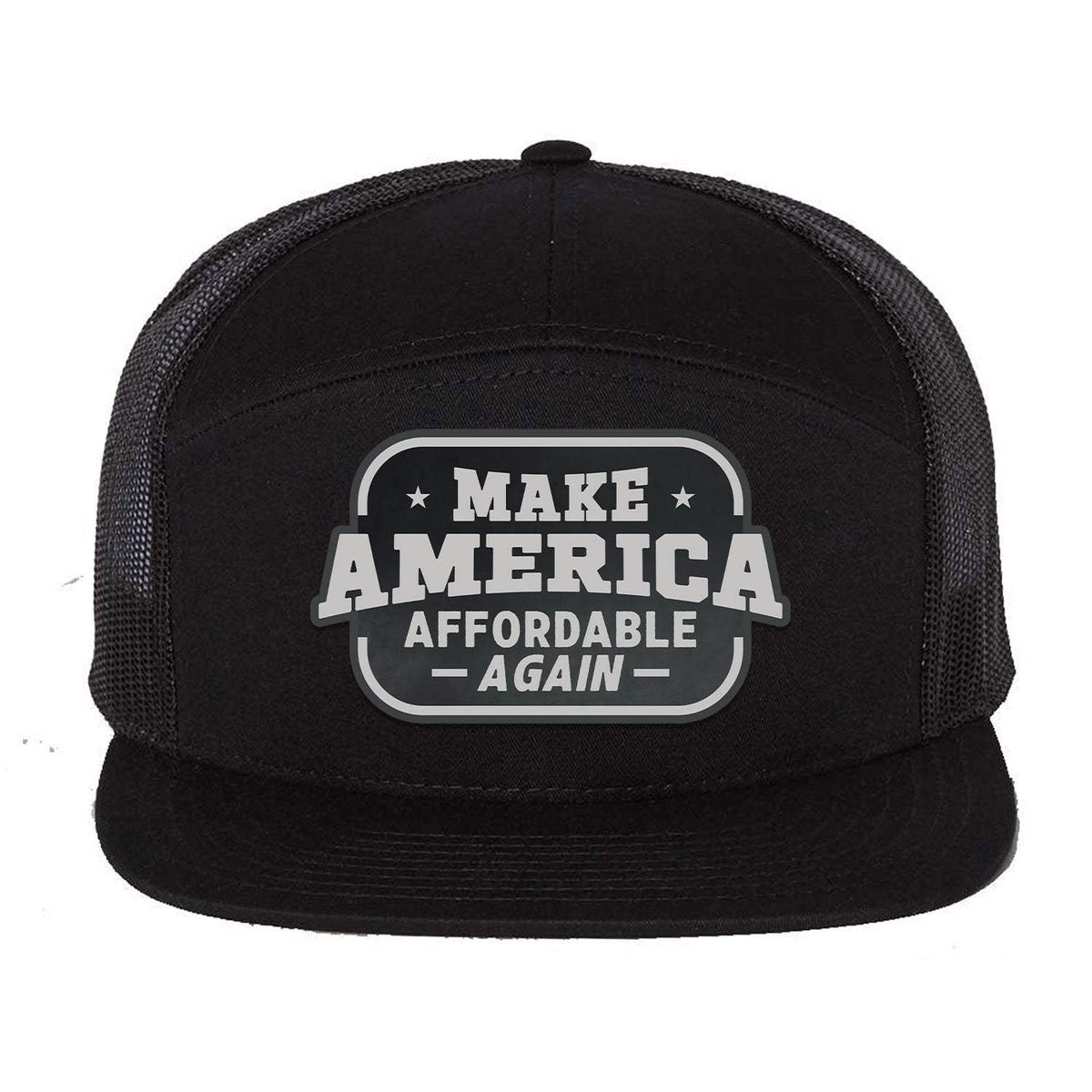 Make America Affordable Again 7 Panel Hat - Black