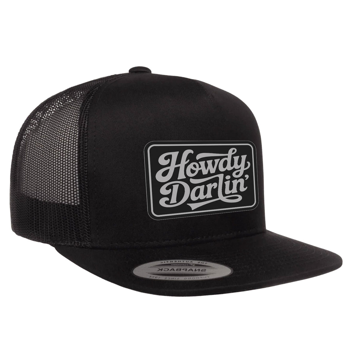 Howdy Darlin Flat Bill Leather Patch Hat