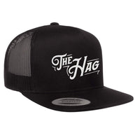 The Hag Embroidered Flat Bill Hat - Black