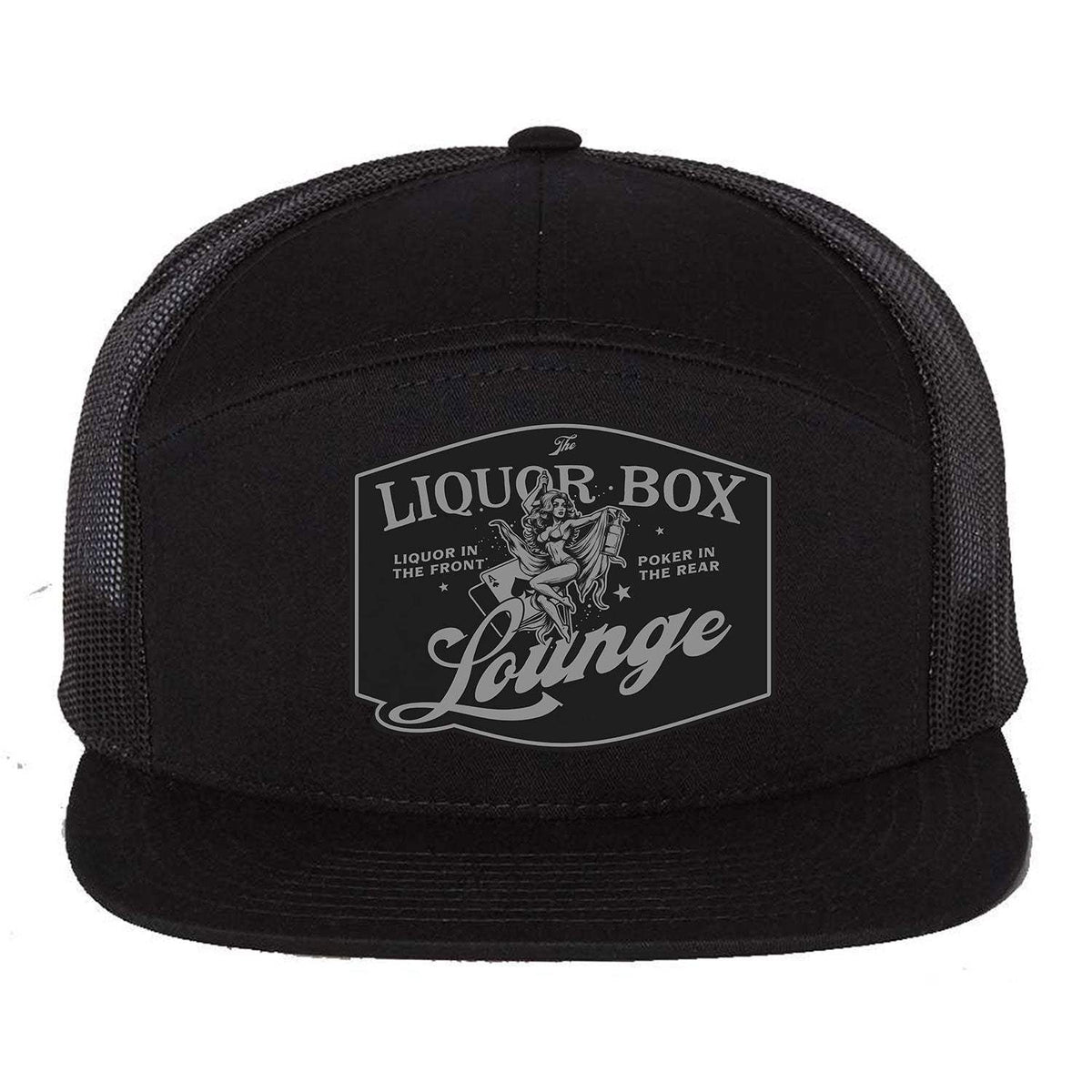 The Liquor Box Lounge 7 Panel Hat - Black