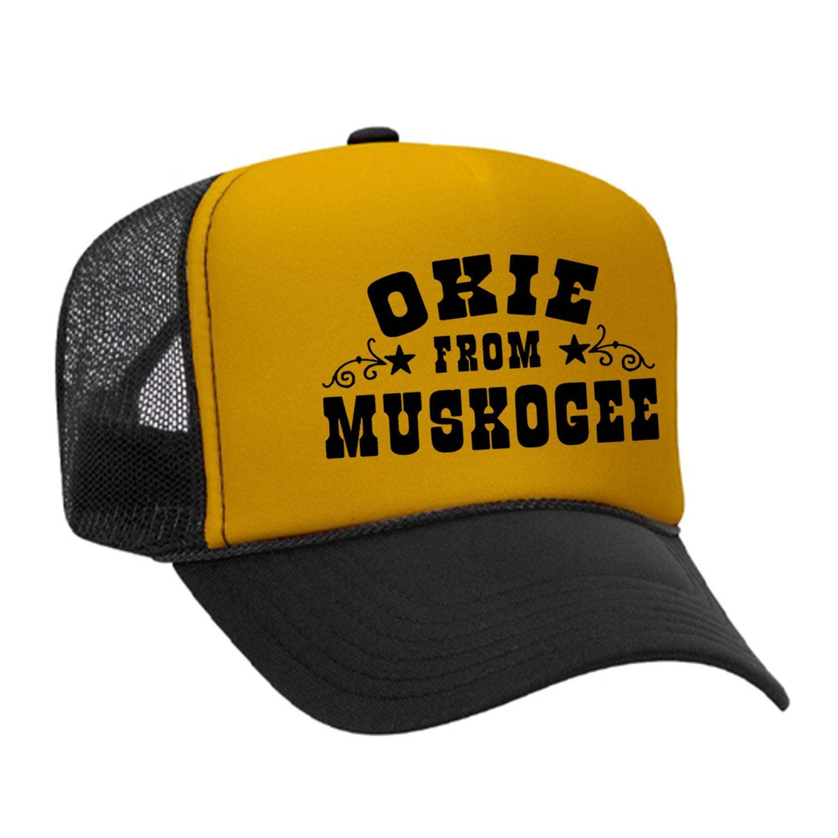 Okie From Muskogee Foam Trucker Hat - Black / Gold