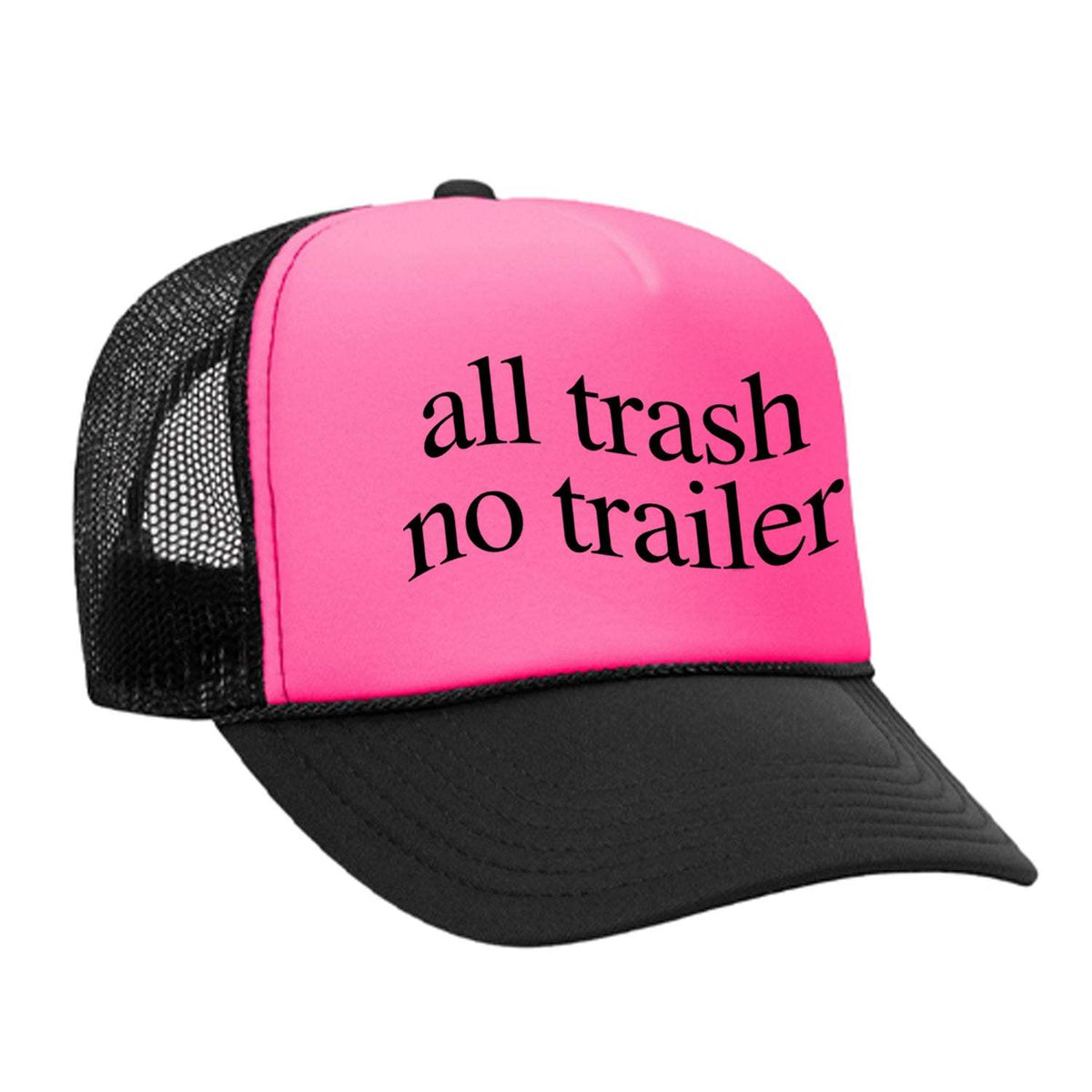 All Trash No Trailer Foam Trucker Hat - Black / Pink