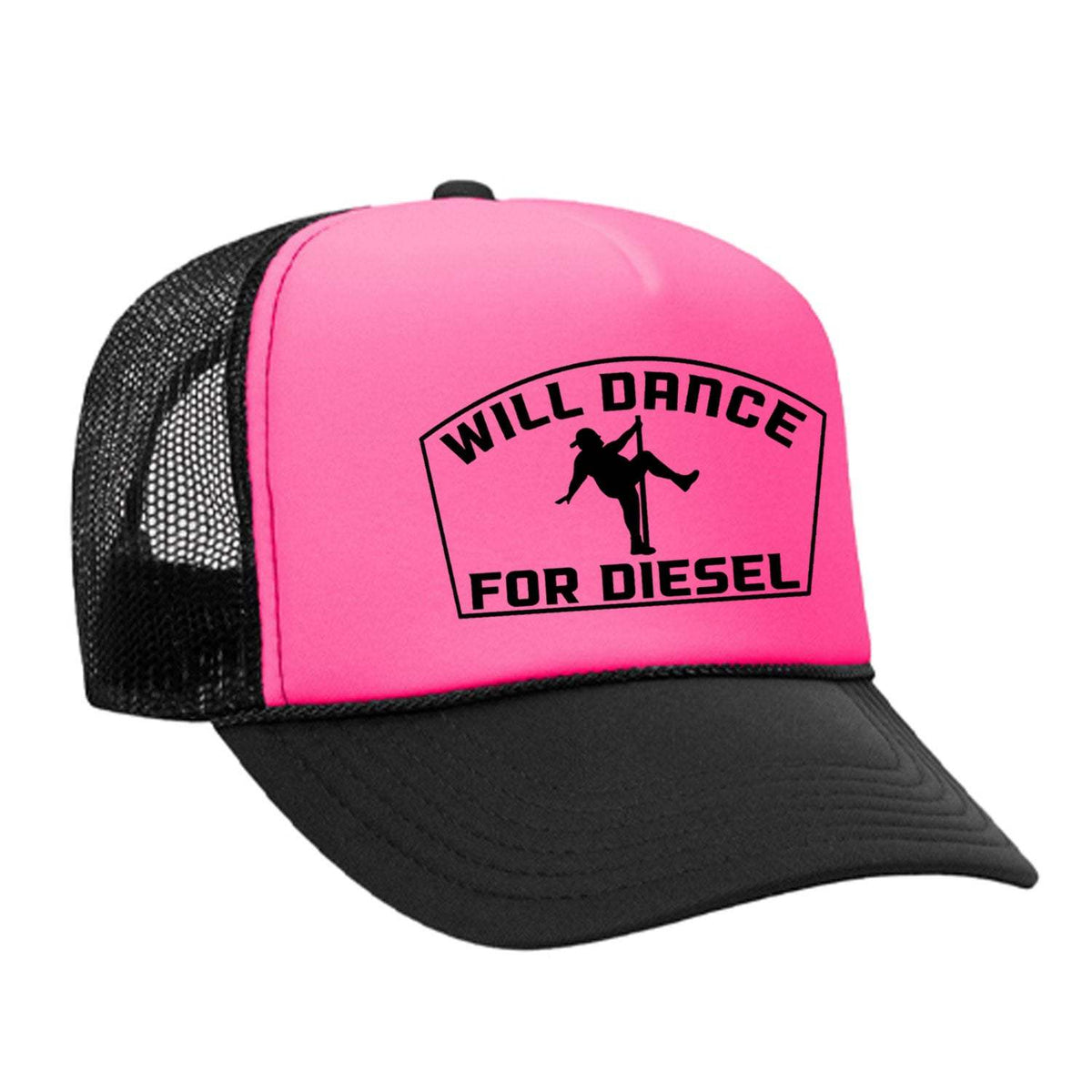 Will Dance For Diesel Foam Trucker Hat - Black / Pink