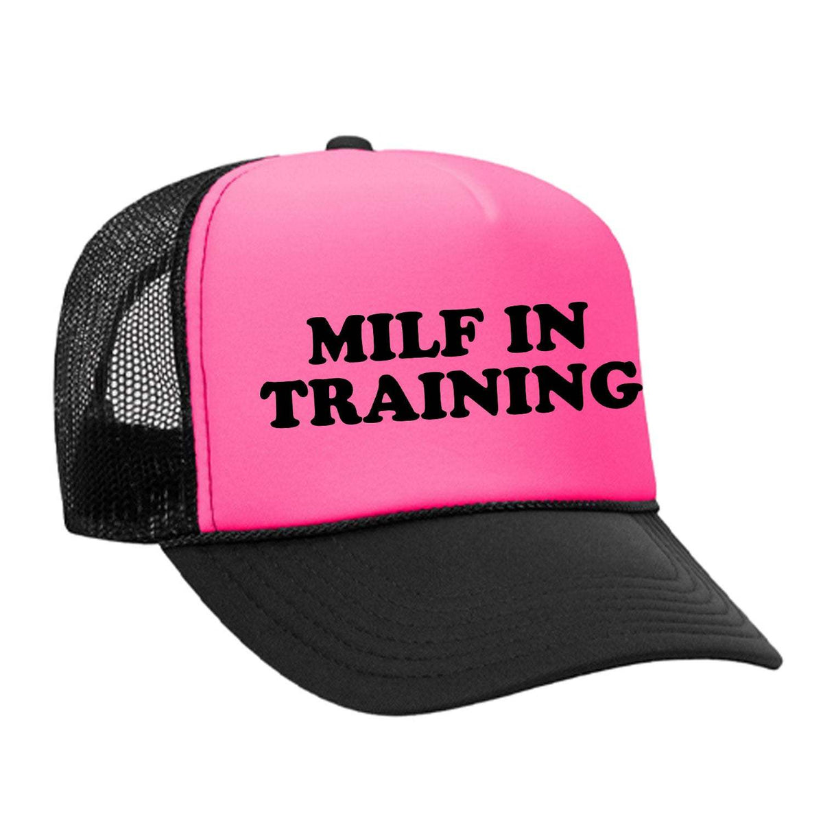 Milf In Training Foam Trucker Hat - Black / Pink
