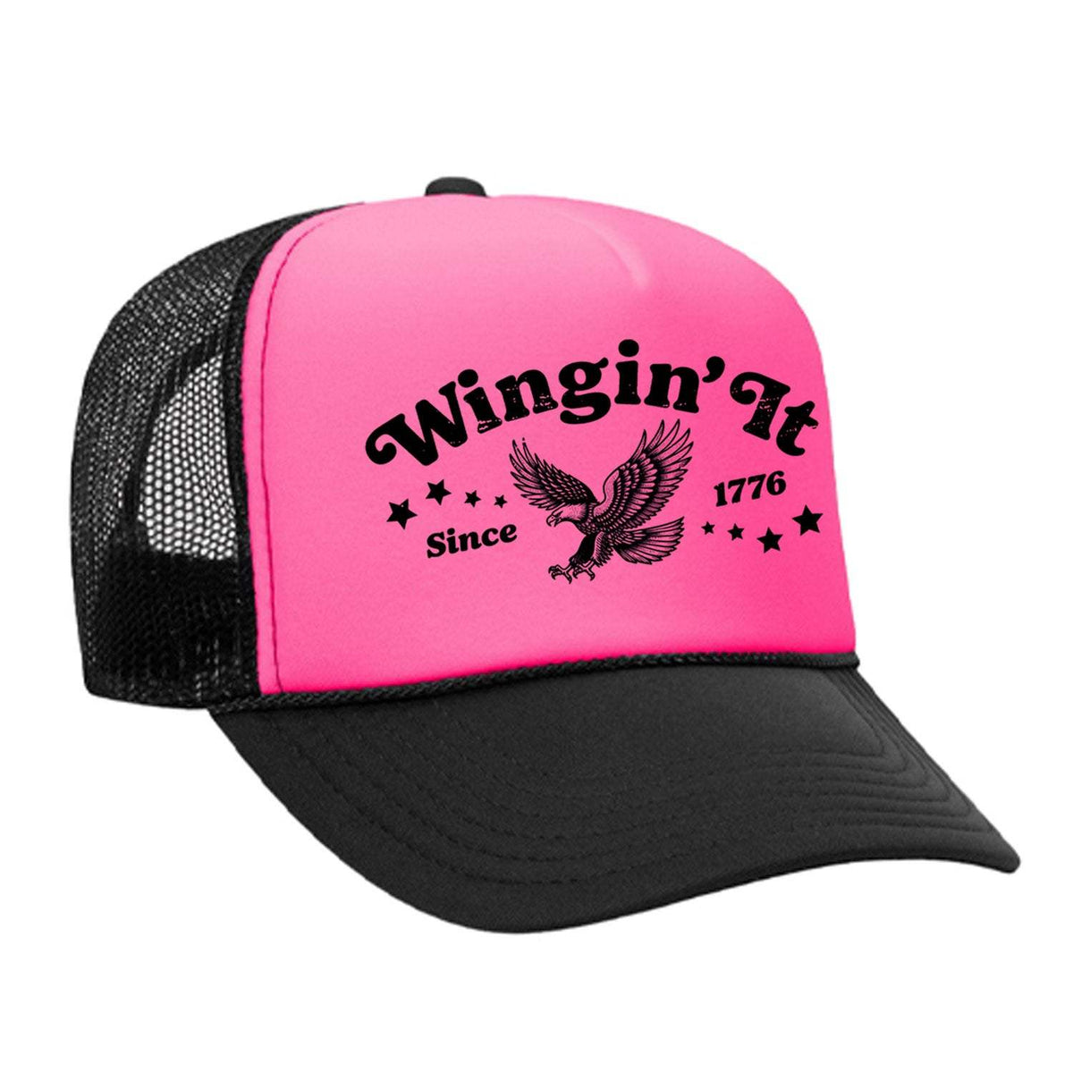 Wingin' It Foam Trucker Hat - Black / Pink