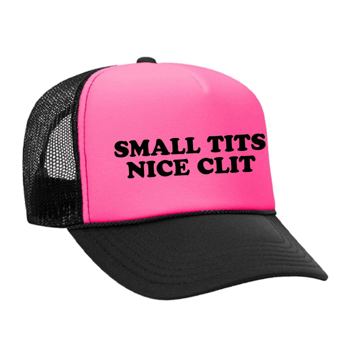 Small Tits Nice Clit Foam Trucker Hat - Black/Pink - Black / Pink