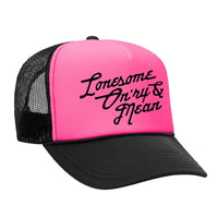 Lonesome, On'ry & Mean Foam Trucker Hat - Black / Pink