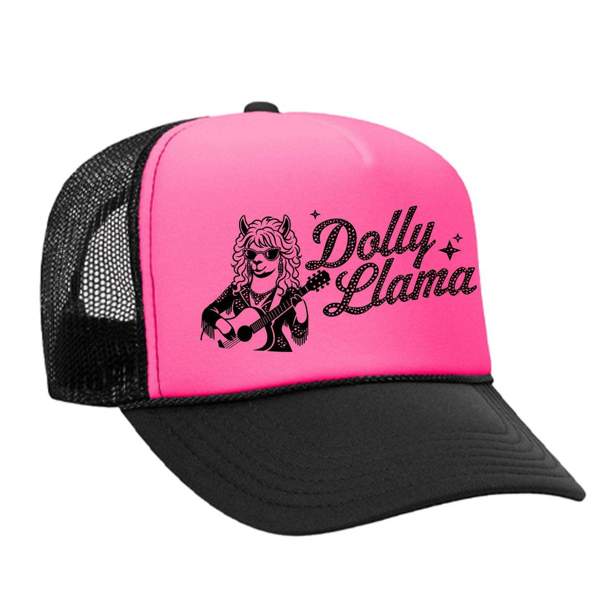 Dolly Llama Foam Trucker Hat - Black / Pink