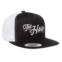 The Hag Embroidered Flat Bill Hat - Black / White