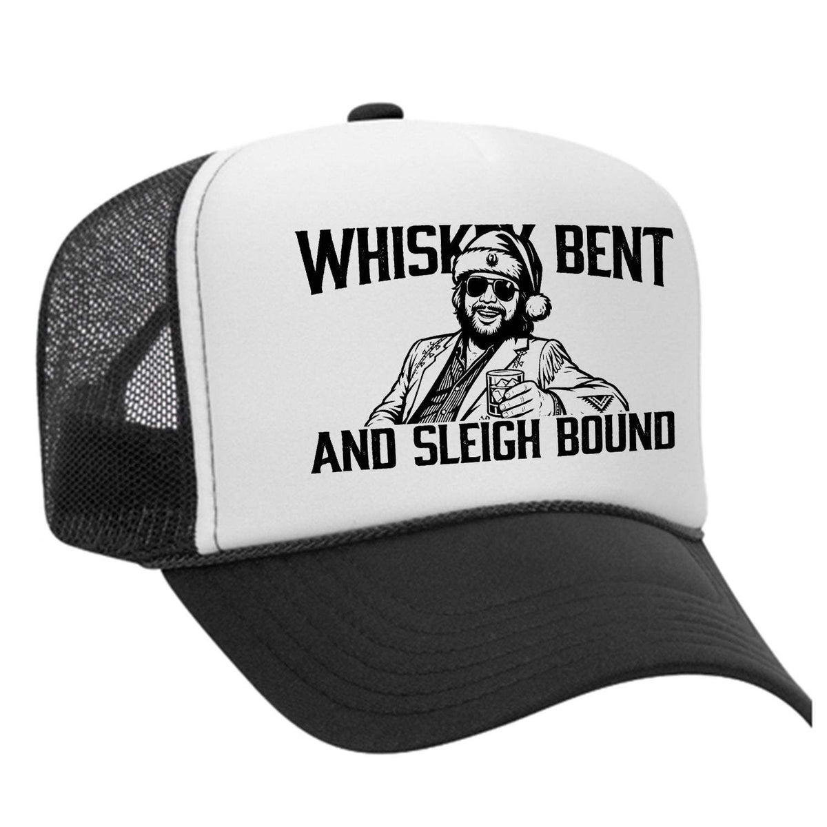 Whiskey Bent & Sleigh Bound Foam Trucker Hat - Black / White