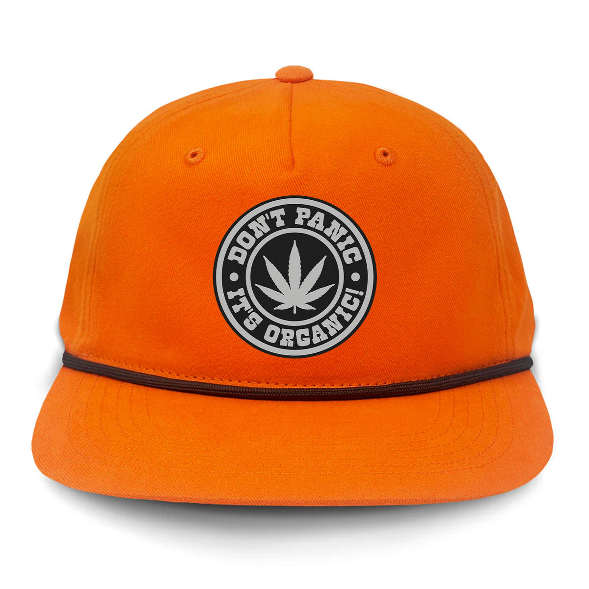 Don't Panic It's Organic Flat Bill Rope Leather Patch Hat