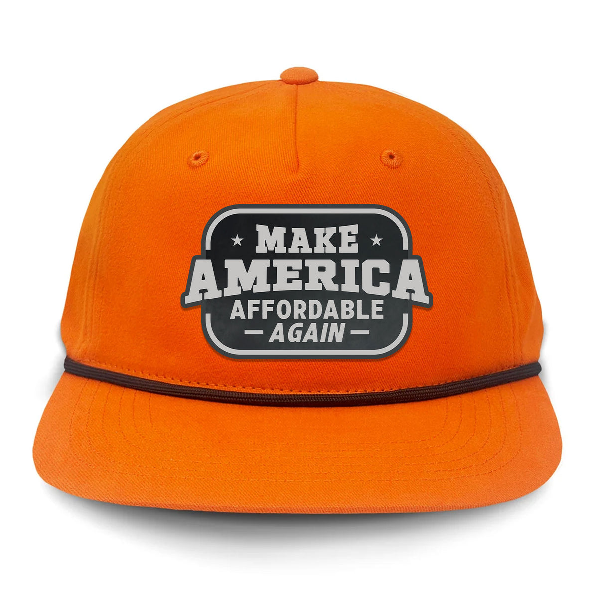 Make America Affordable Again Flat Bill Rope Leather Patch Hat - Blaze