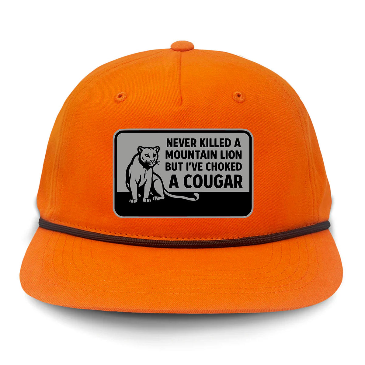 Choked A Cougar Flat Bill Rope Leather Patch Hat