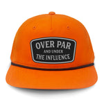 Over Par And Under The Influence Flat Bill Rope Leather Patch Hat