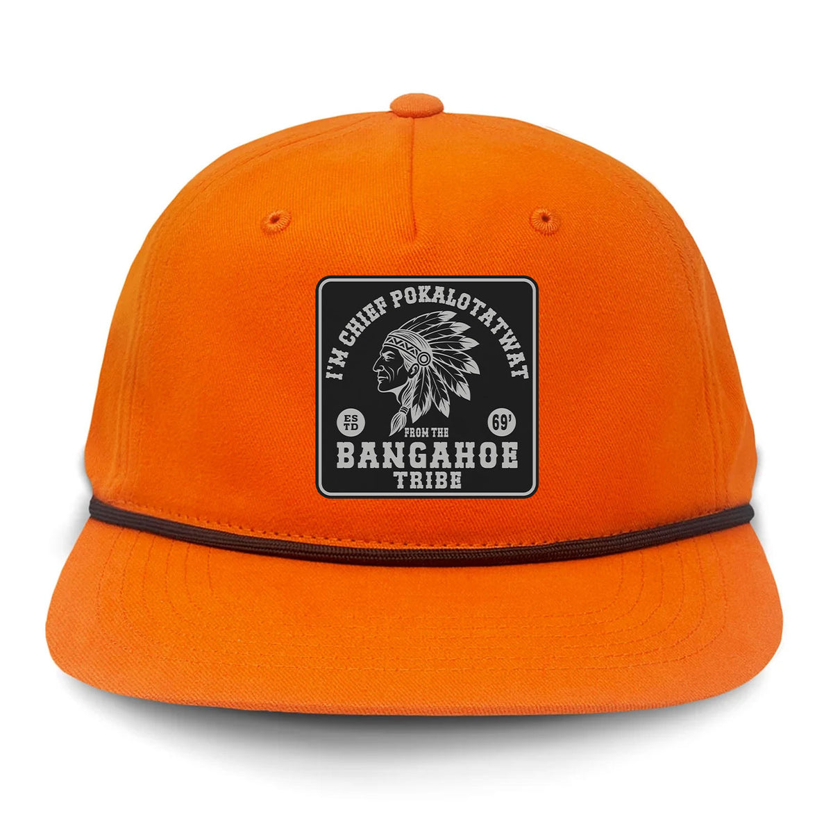 Chief Pokalotatwat Flat Bill Rope Leather Patch Hat