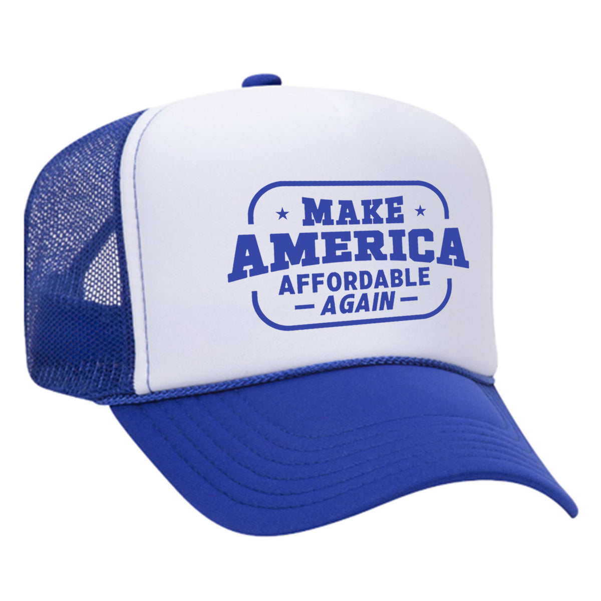 Make America Affordable Again Foam Trucker Hat - Blue / White