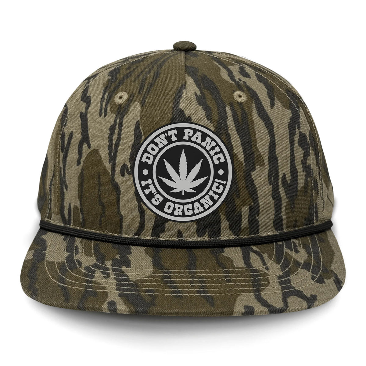 Don't Panic It's Organic Flat Bill Rope Leather Patch Hat