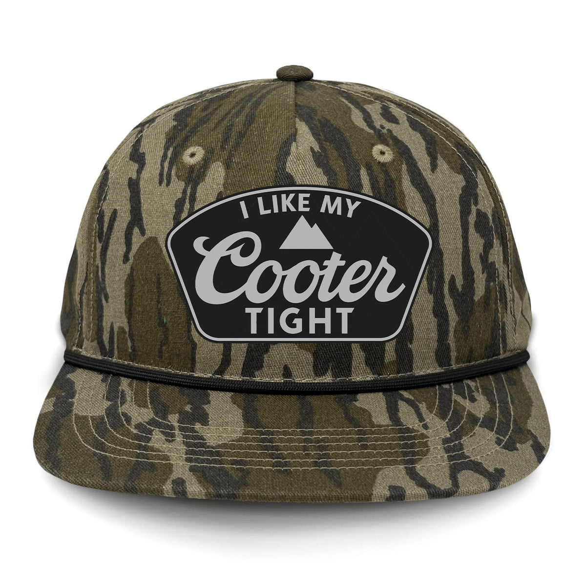 I Like My Cooter Tight Flat Bill Rope Leather Patch Hat