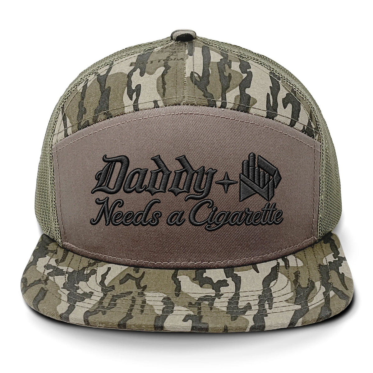 Daddy Needs A Cig Embroidered 7 Panel Hat