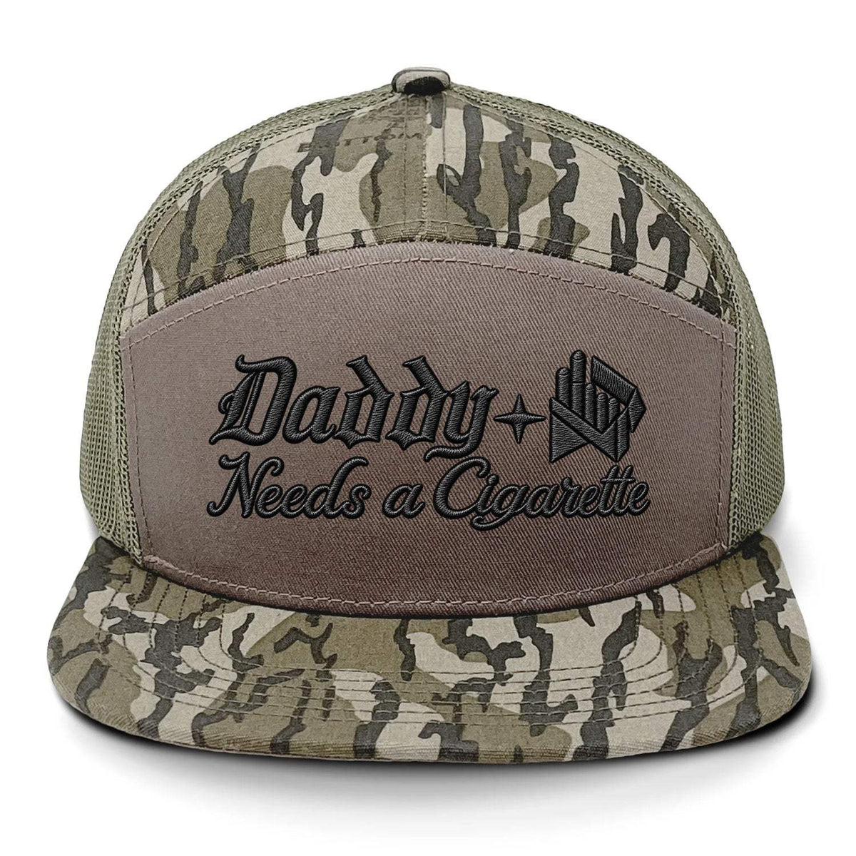 Daddy Needs A Cig Embroidered 7 Panel Hat - Bottomland
