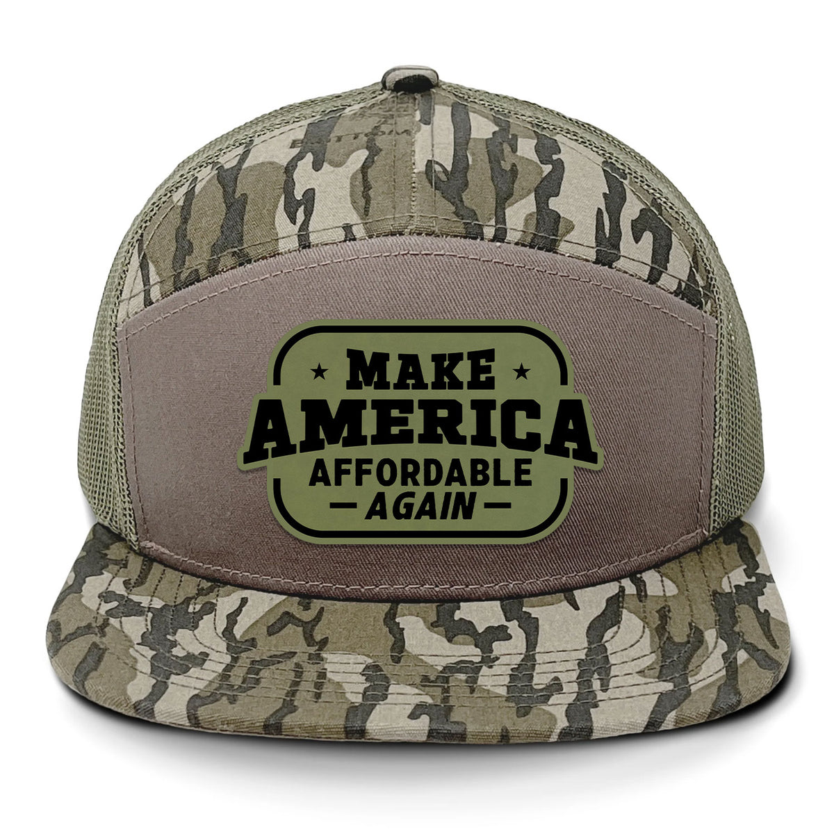 Make America Affordable Again 7 Panel Camo Hat - Bottomland