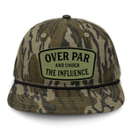 Over Par And Under The Influence Flat Bill Rope Leather Patch Hat