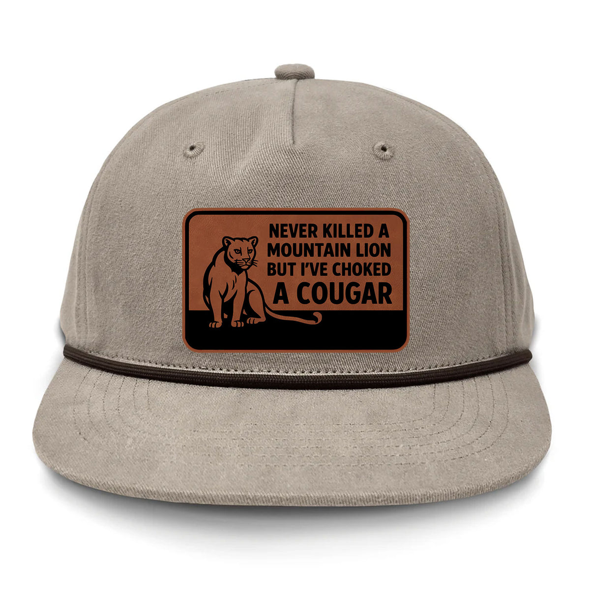 Choked A Cougar Flat Bill Rope Leather Patch Hat