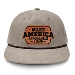 Make America Affordable Again Flat Bill Rope Leather Patch Hat - Boudin